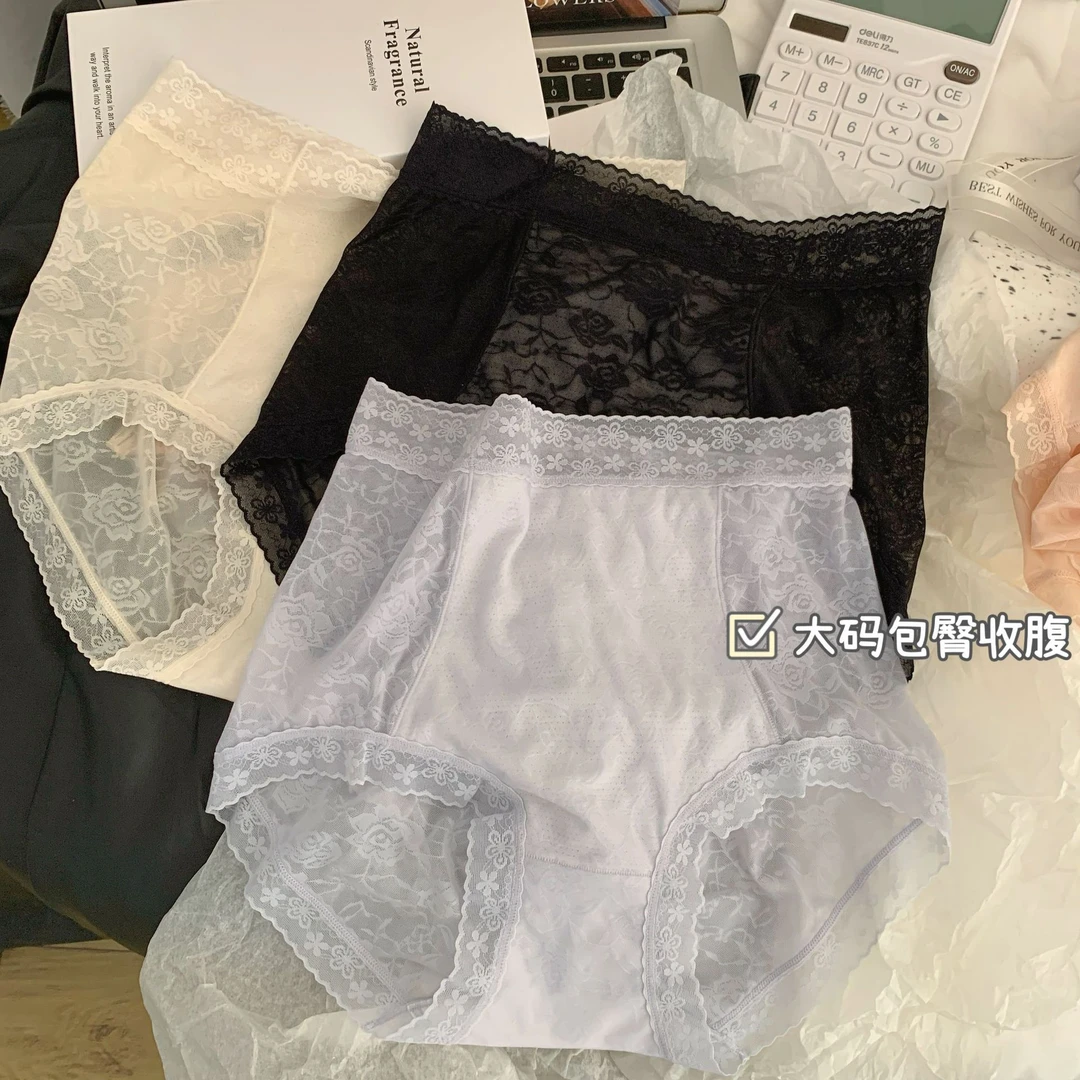 Y7811高腰女士内裤女性感蕾丝超薄大码女款微收腰提臀轻塑小蛮腰