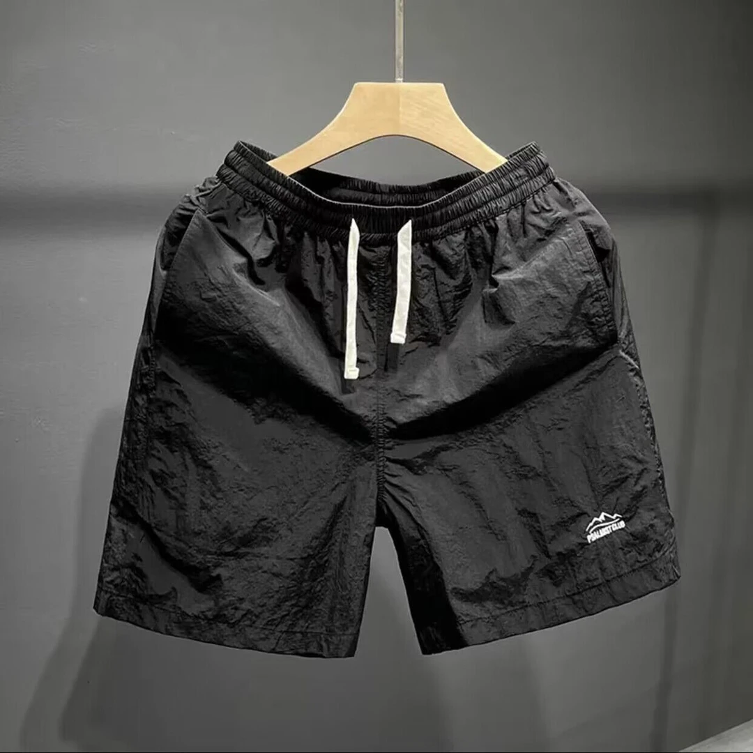 复古刺绣运动短裤男夏季速干薄款直筒中裤宽松休闲阔腿五分裤休闲