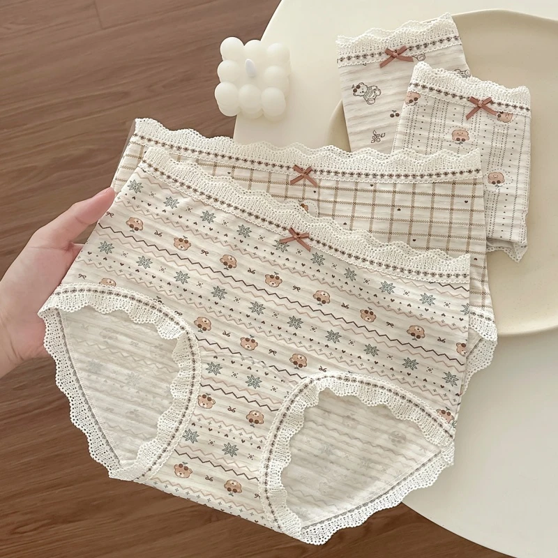 【莫妮朵】小熊内裤抗菌裆部少女韩系可爱中腰三角短裤商品图