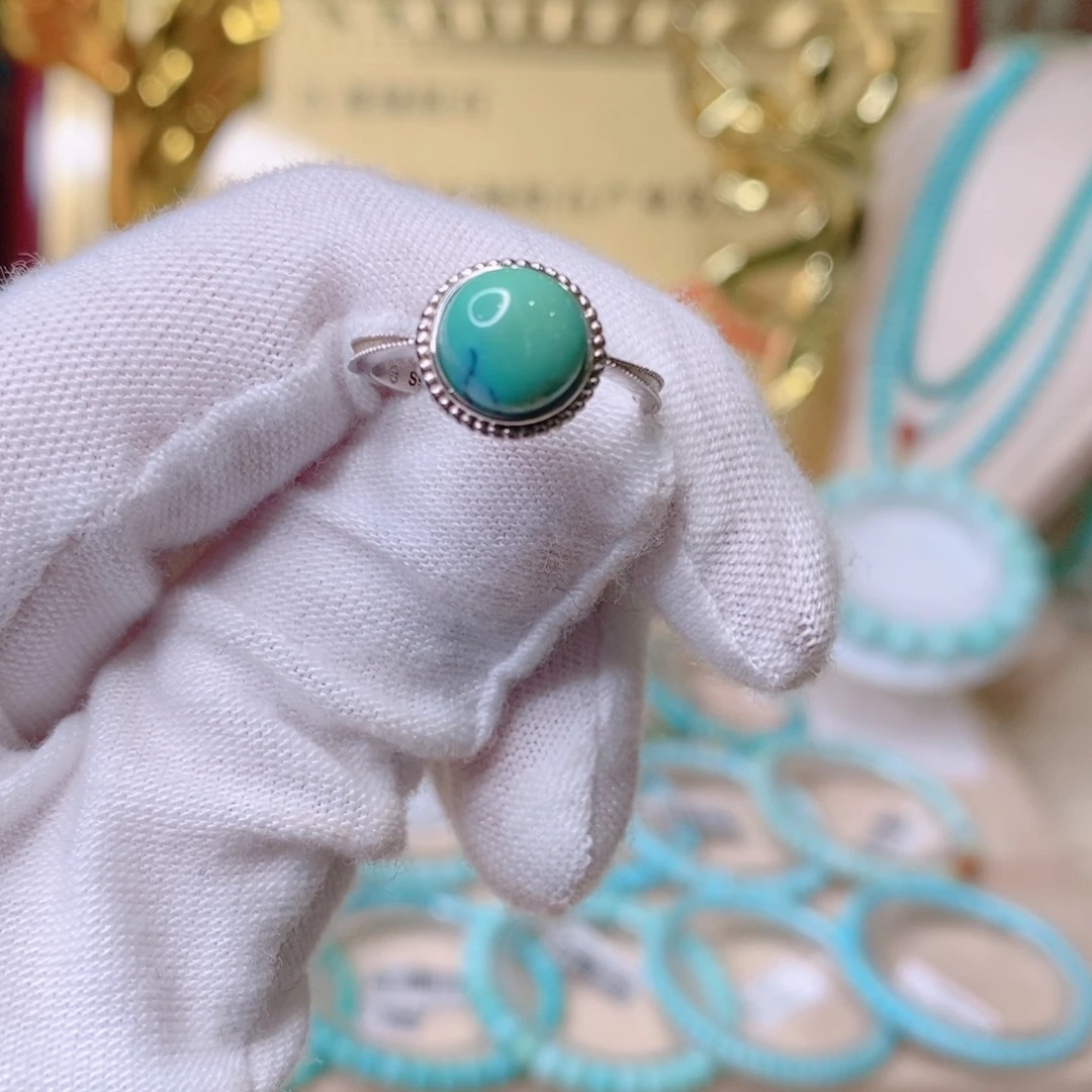 绿松石戒指银S925镶嵌