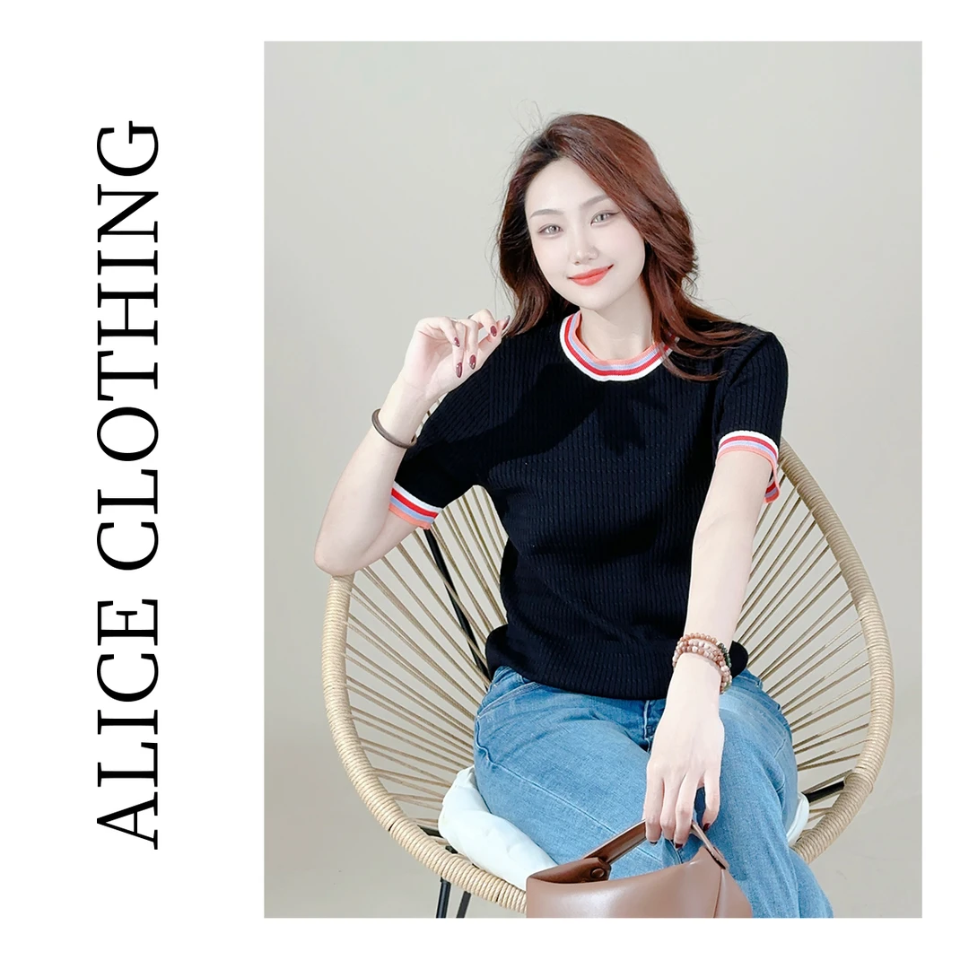 6ALICE“纸片人”毛衫柔滑肌理时髦拼色S2138051L