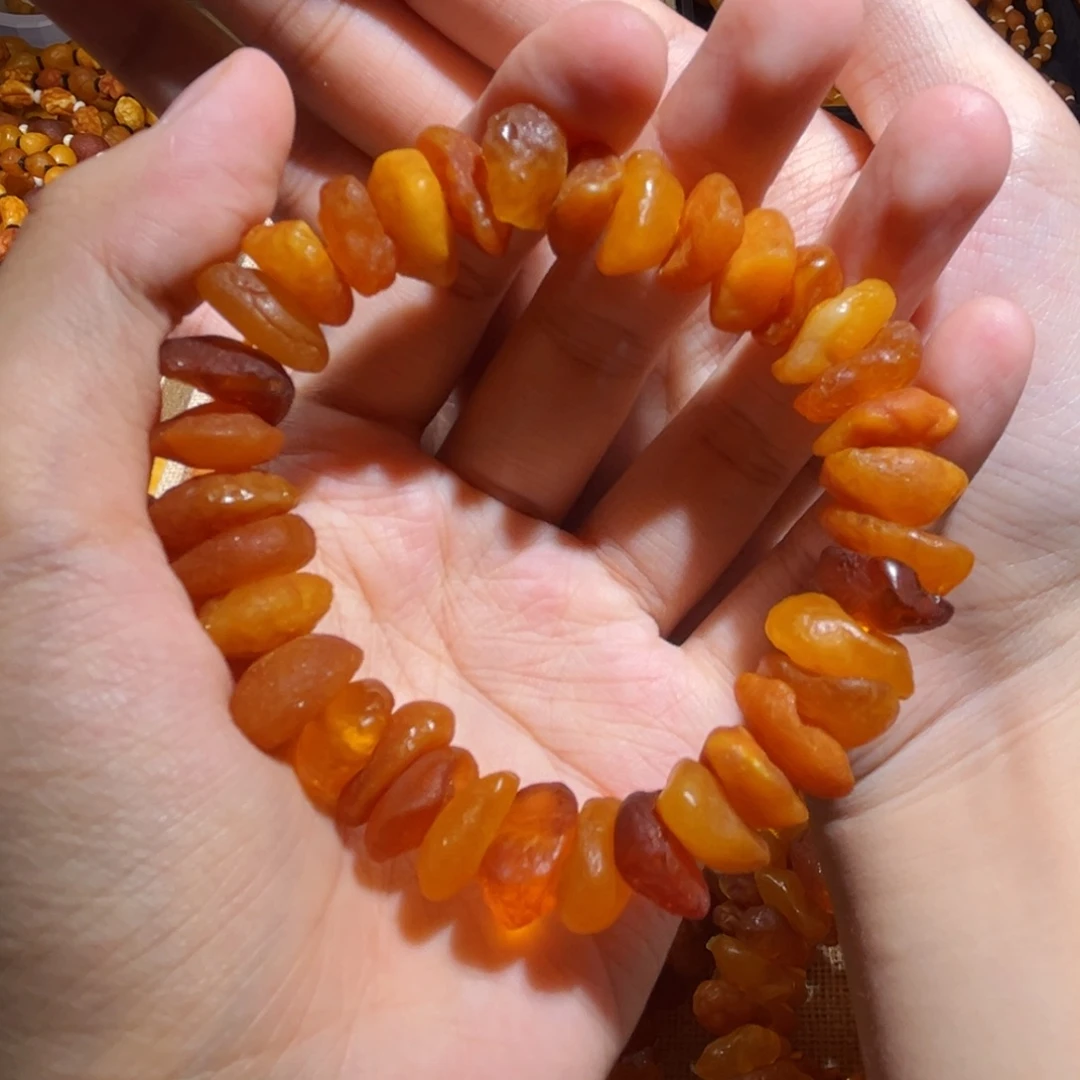 红****手链琥珀未镶嵌蜜蜡海漂手串