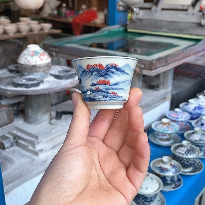 睡****H青花釉下彩杯子4个