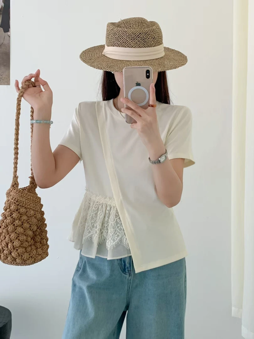 5192拼接设计感上衣短袖T恤