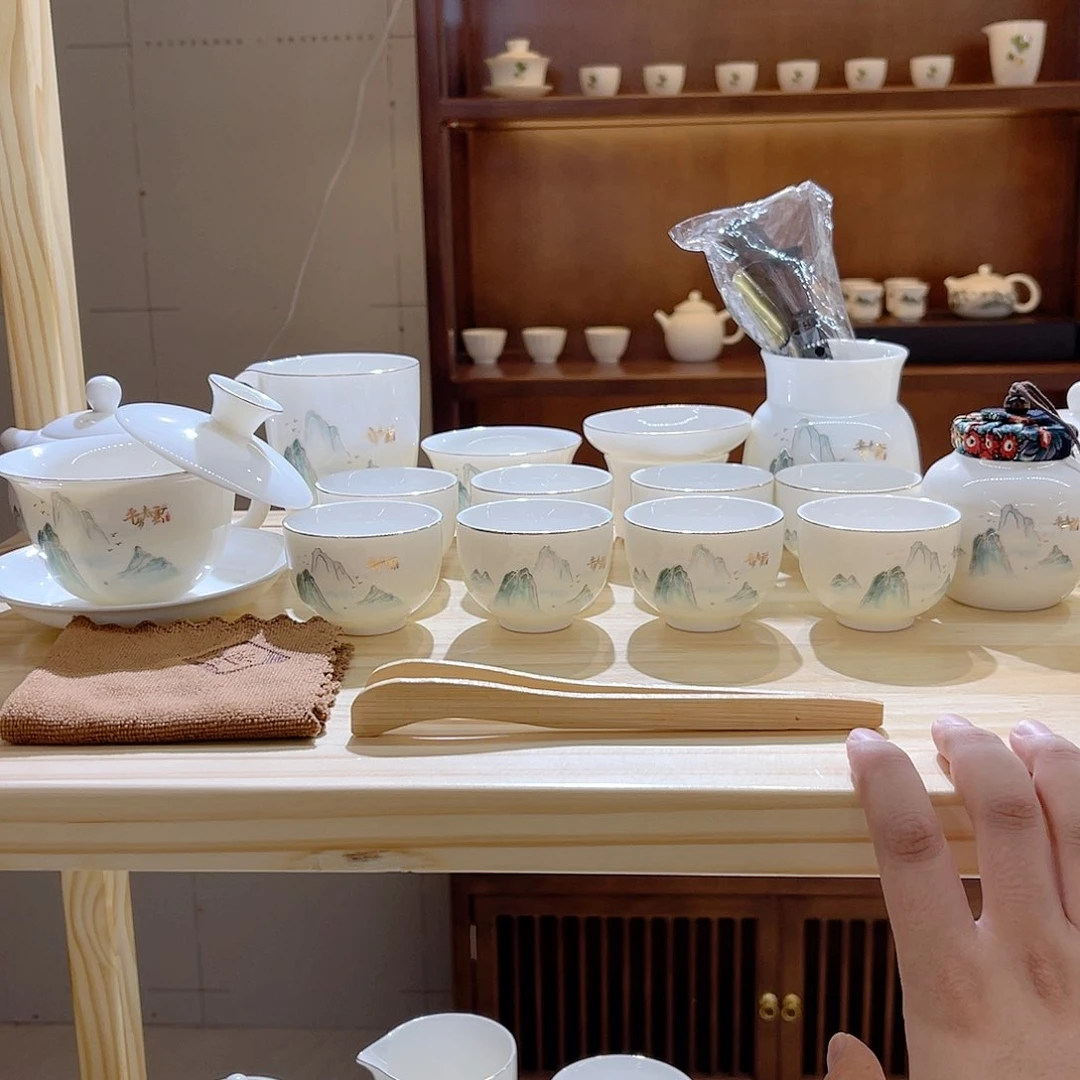 瓷片玄致羊脂玉瓷茶具套装