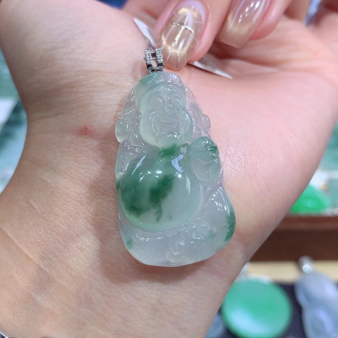 吊坠(不含链)18K金镶嵌翡翠