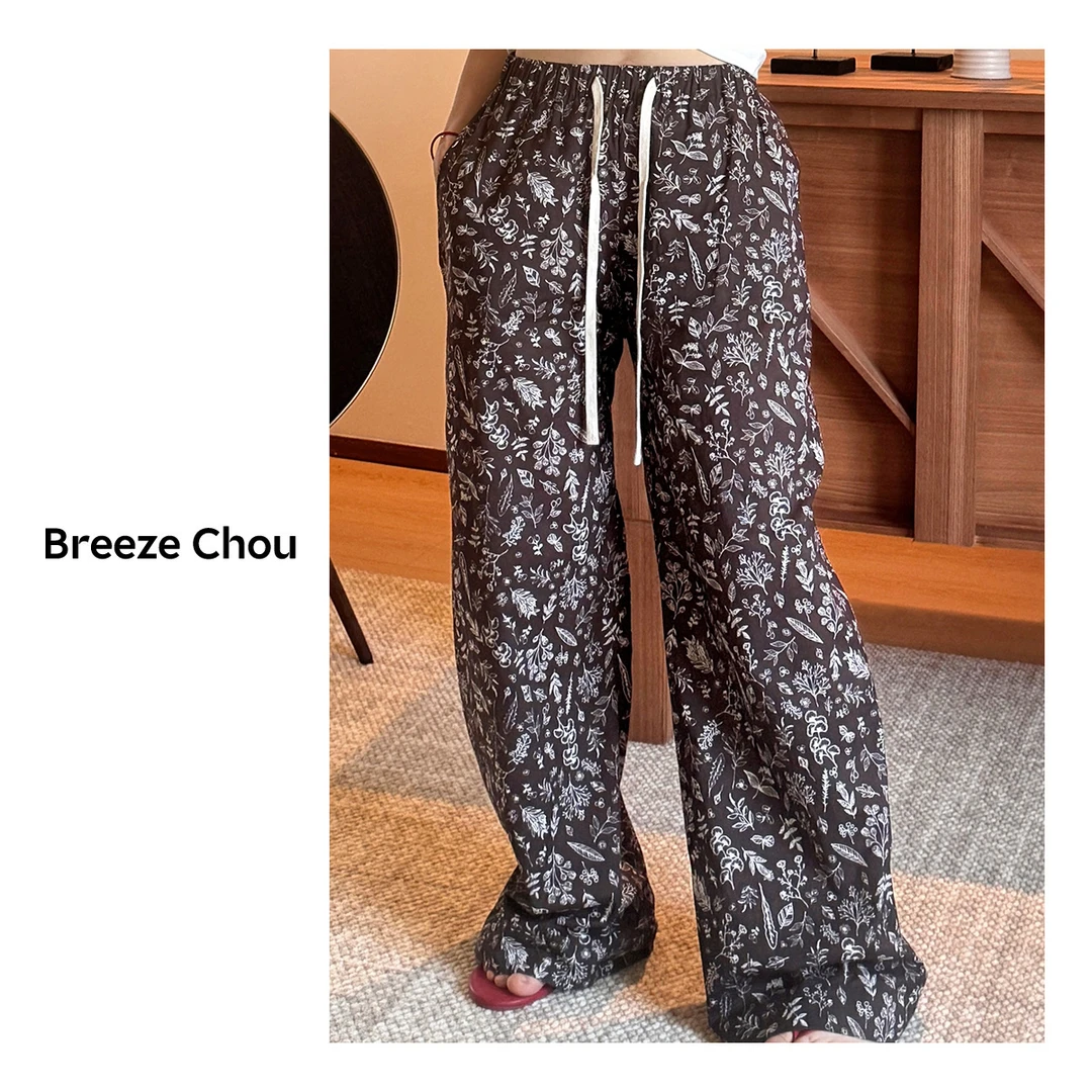 Breeze Chou2025夏季新款碎花纯棉长裤 阔腿裤 轻薄BC076063