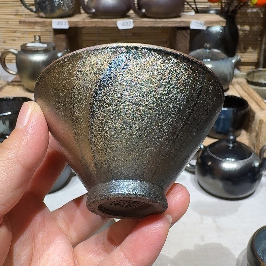 壶建水紫陶紫泥柴烧杯一微瑕