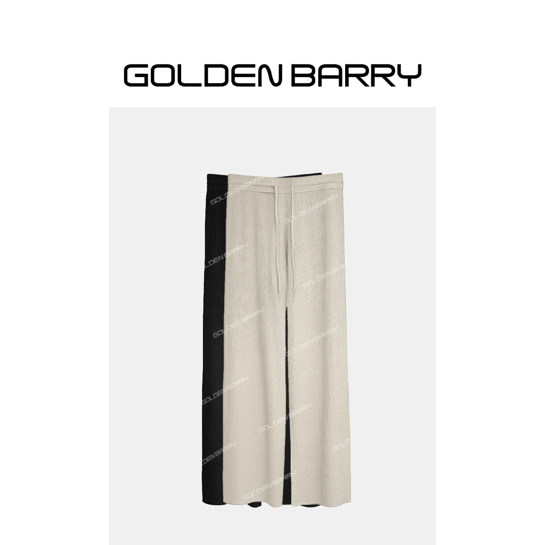 GOLDENBARRY|511078坑条抽绳针织裤