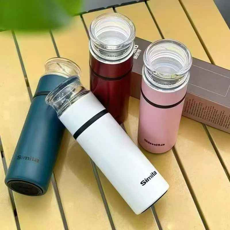 女生便携保温杯简约水杯，随身杯，茶水分离杯，小清新杯子