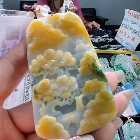 翡翠未镶嵌颈饰一个