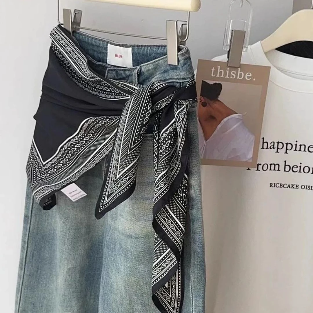 2025新款丝巾女三角巾百搭屁帘搭配衬衫牛仔西装春夏薄款复古法式