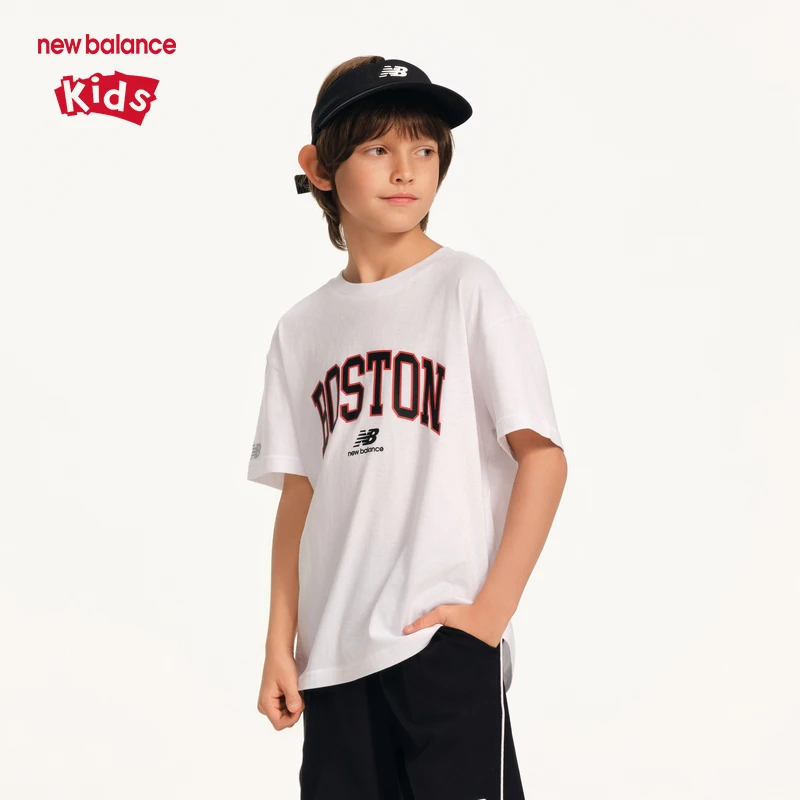 New Balance nb童装男女儿童新款夏季舒适黑色短袖T恤ND7EF2Z333