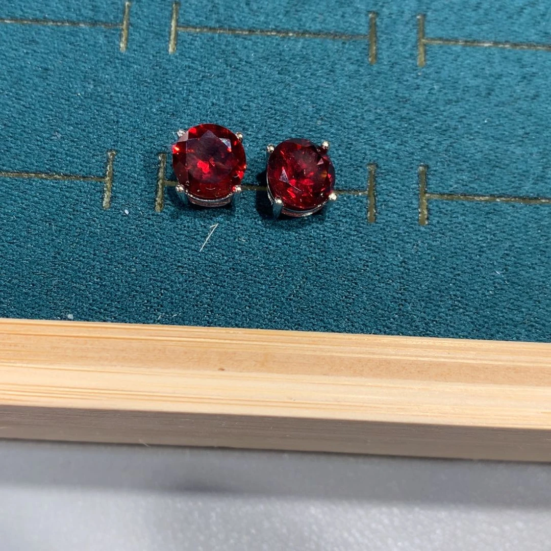 石榴石裸石银S925镶嵌圆8