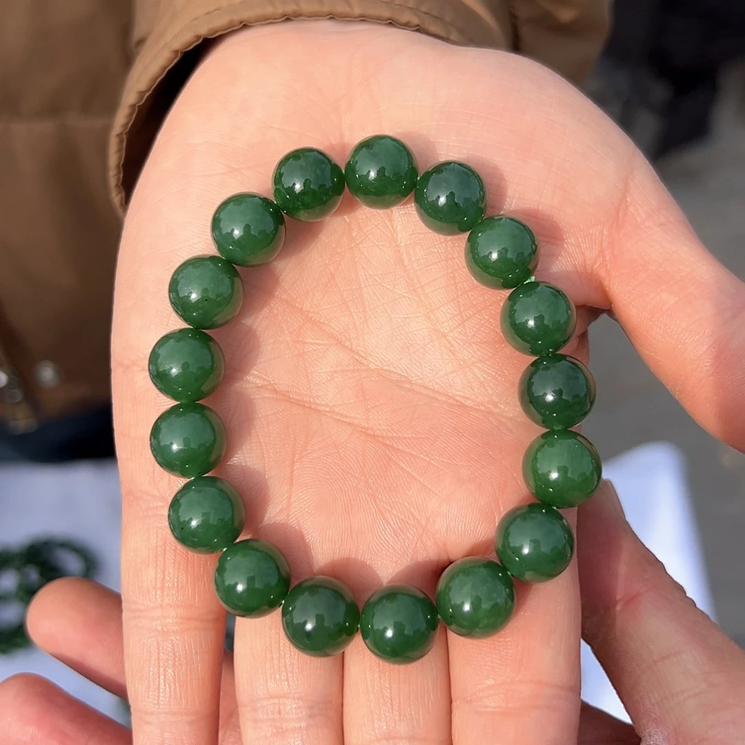 和田玉（碧玉）俄料卡12大漏手镯未镶嵌