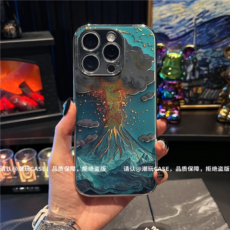 电镀鎏金玻璃壳适用苹果iPhone16/华为荣耀/OPPO/VIVO/小米手机壳