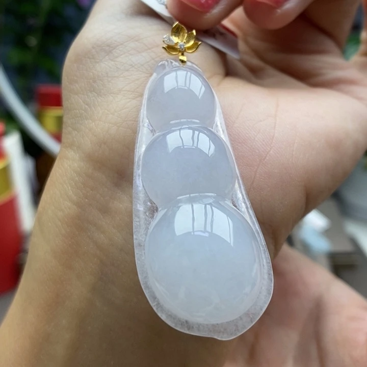 翡翠18K金镶嵌颈饰吊坠4