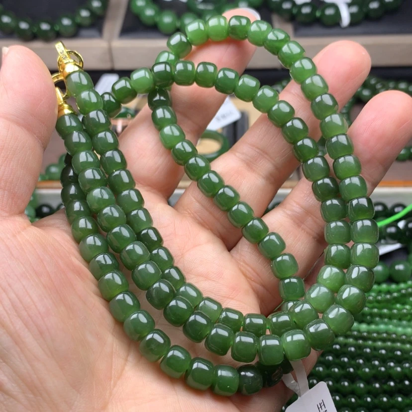 【闪购商品】颈饰未镶嵌和田玉（碧玉）7mm直切