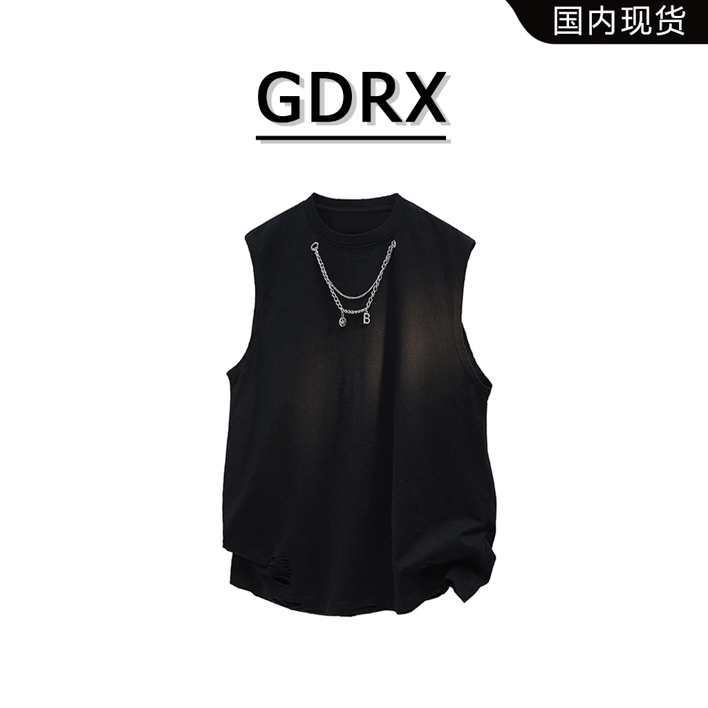 GDRX美式无袖男士背心2025夏季新款小众金属设计感薄款时尚上衣