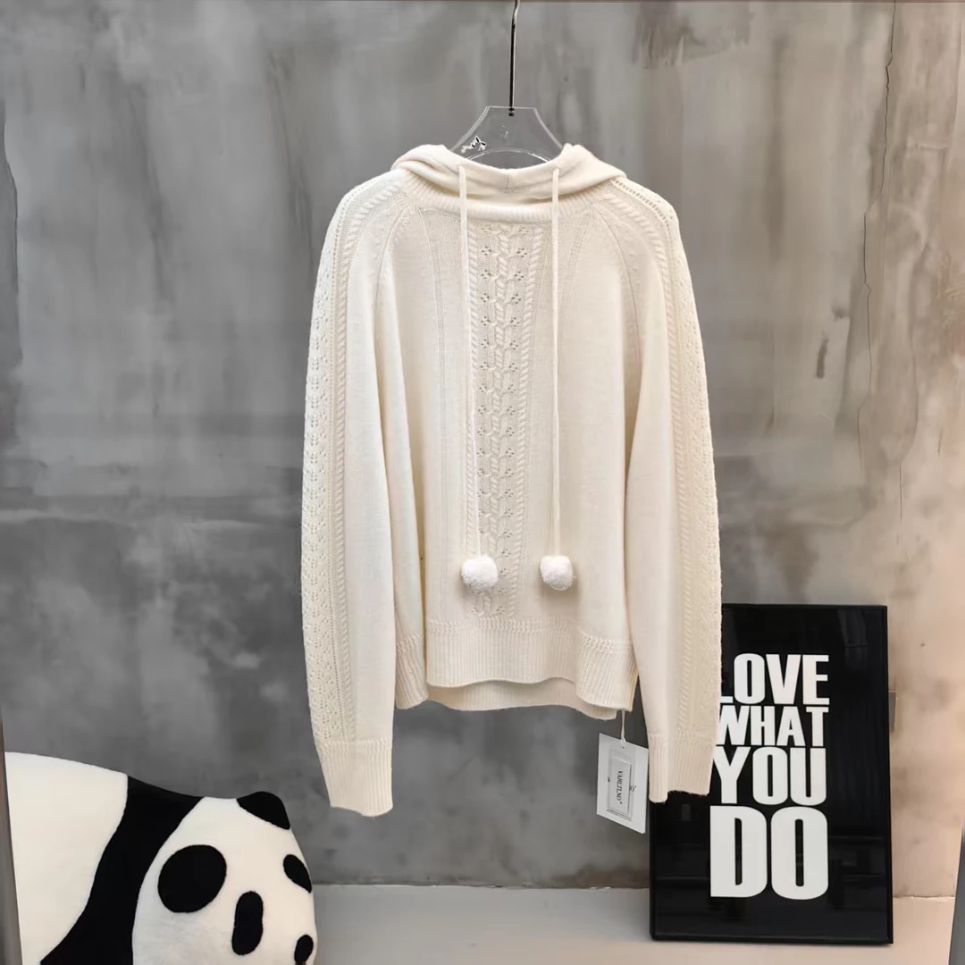 【毛球连帽】2025早春新款连帽小香风气质针织上衣女9231