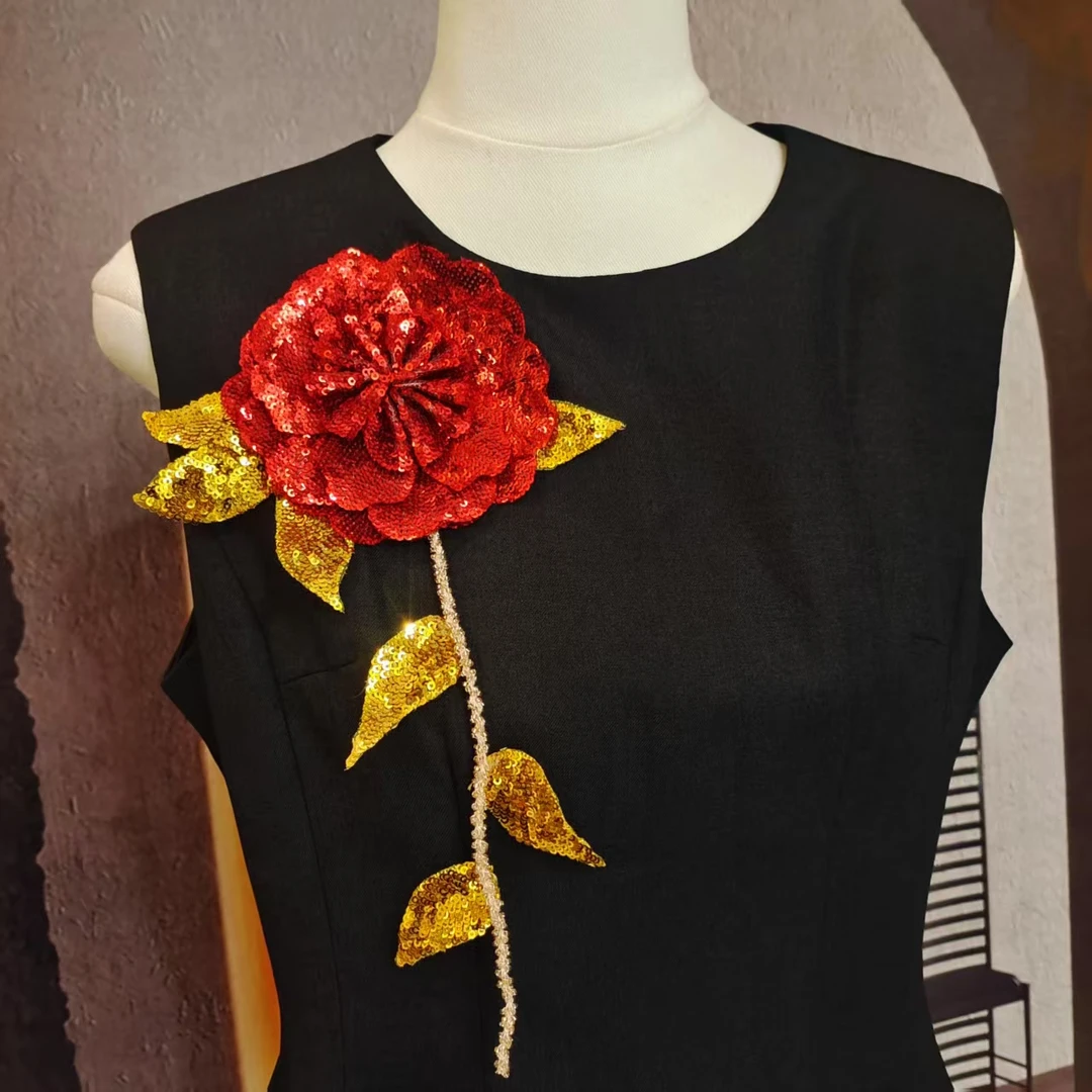 设计款亮片一枝玫瑰花朵磁吸款AZ856