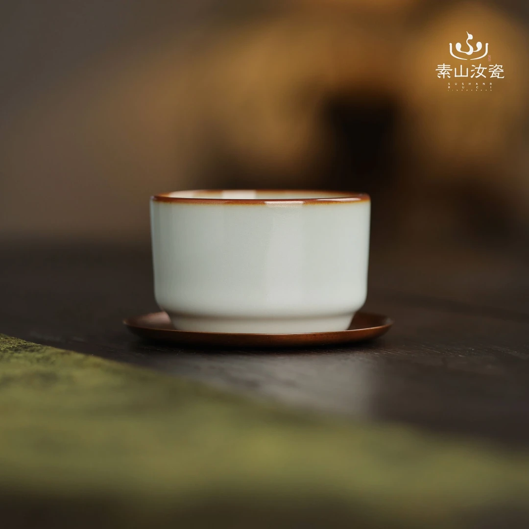 素山汝瓷 柴窑藏器羊脂白子秦杯纯手工主人杯