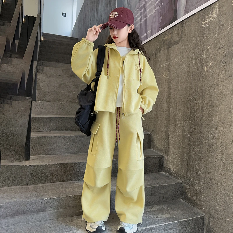 女童春装套装2025新款洋气春季运动装儿童外套卫衣大童工装两件套