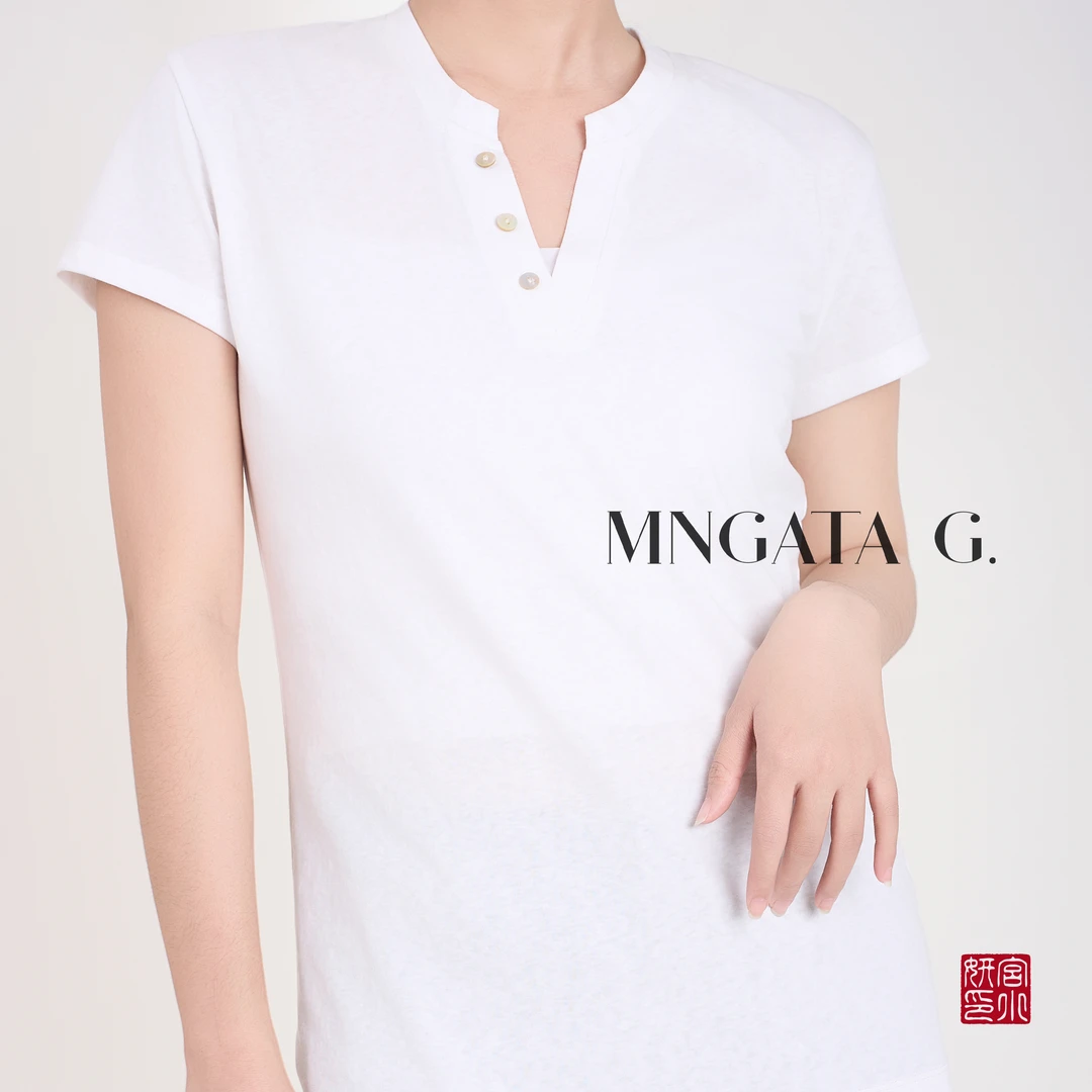 MNGATA G.宫小妍【知予】棉质夏日新中式中国风休闲百搭短袖5042509