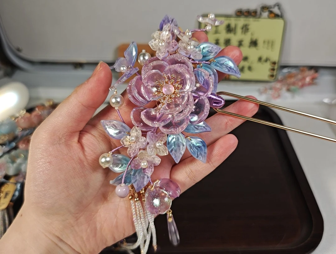 琉璃发簪琉璃类饰品-纯手工制作【No退No换，默认有色差】
