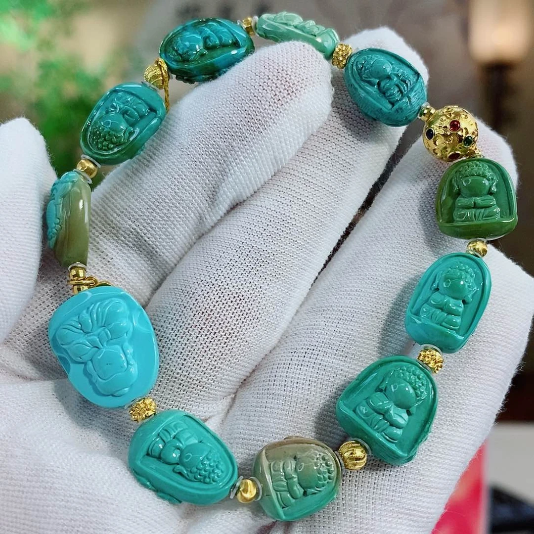 18K金镶嵌绿松石珠宝奇石