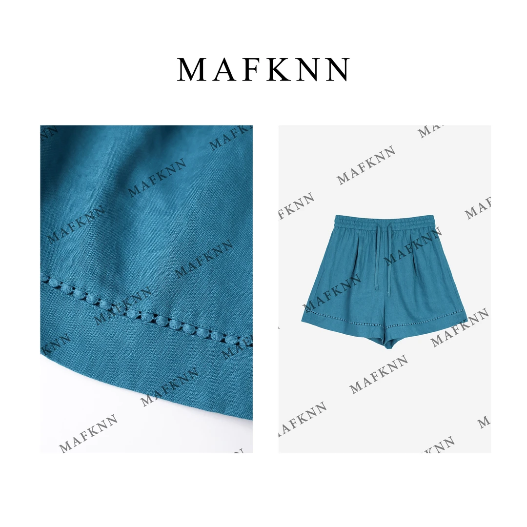 MAFKNN/玛肯时尚休闲简约纯色百搭系带松紧腰夏季短裤MK12358