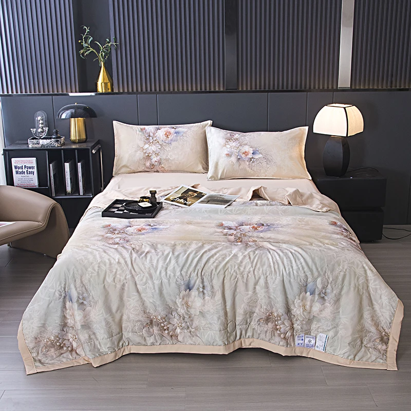 15天免费试睡！花前月下轻奢印花婴幼儿可用下夏凉被特惠绒被子