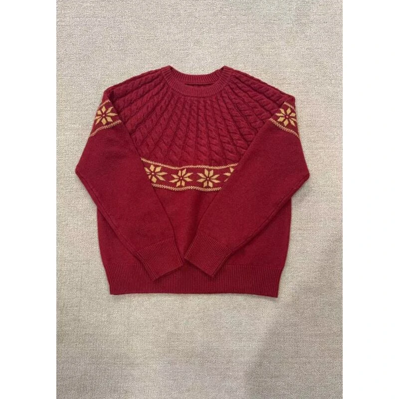 秋冬新款套头保暖毛衣提花百搭针织衫5821