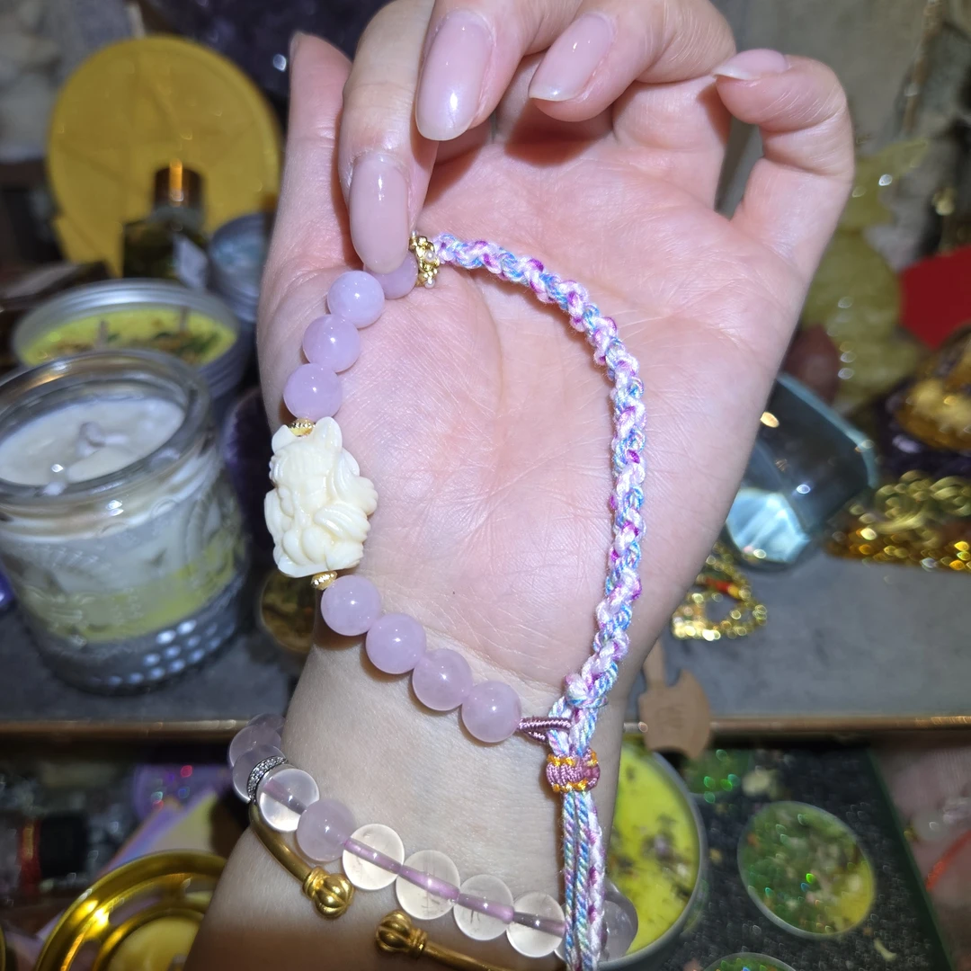 粉心狐九尾挂件摆件