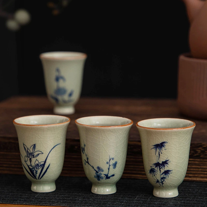 拾椿山 | 哥窑开片手绘闻香杯茶杯