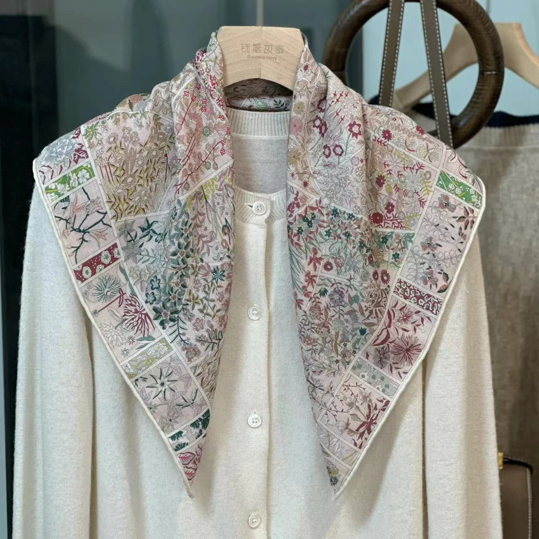 Qiantang Story/钱塘故事70丝毛-粉色秘密花园围巾65*65cm