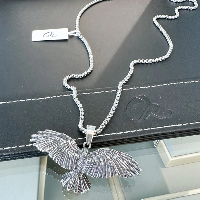 复古银色  老鹰吊坠项链  N1319