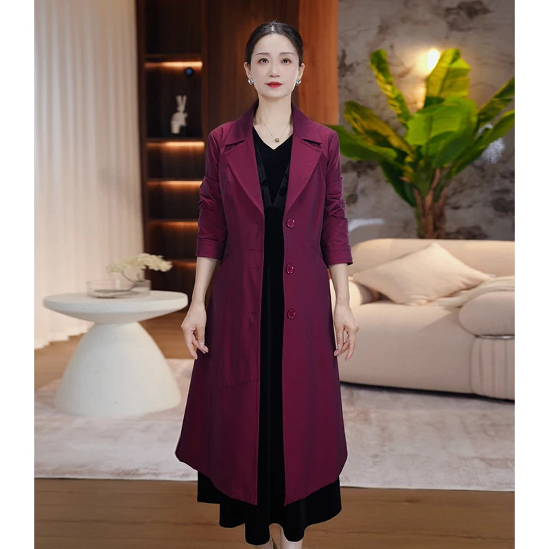 高端幻彩风衣外套女秋装2025年修身气质显瘦大码洋气上档次大衣