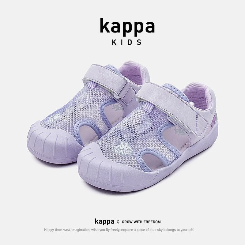 kappa kid卡帕儿童25夏季包头防踢沙滩鞋学生轻便凉鞋透气网鞋