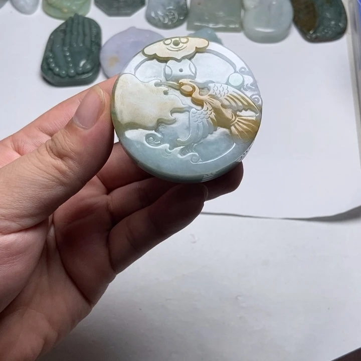 翡翠未镶嵌颈饰鹤16