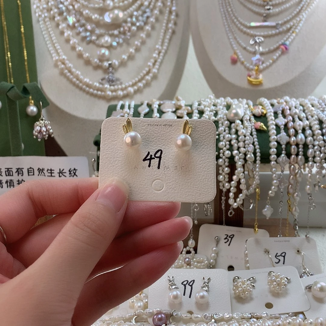 淡水珍珠耳饰银S925镶嵌