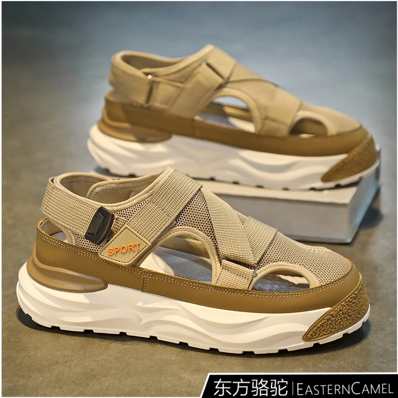 东方骆驼男士凉鞋夏季包头户外休闲框子鞋男厚底防滑运动沙滩凉拖