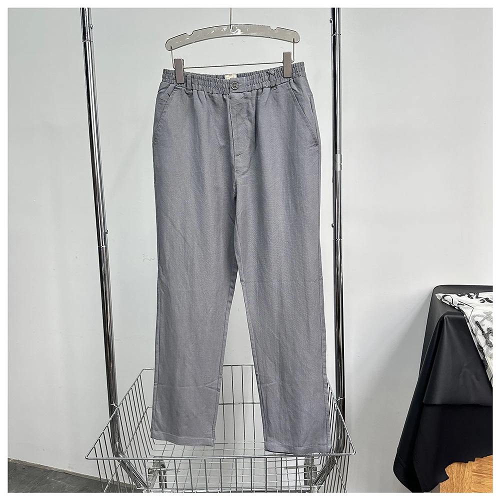 K203夏季新款纯色宽松松紧腰直筒男士休闲长裤