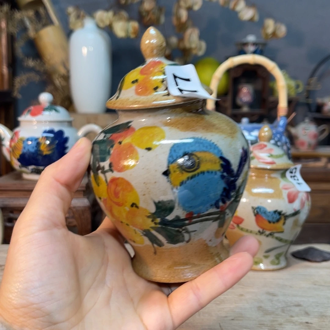 壶素浅陶瓷手工手绘