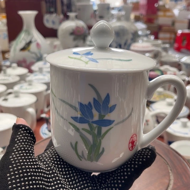 陶瓷醴陵手绘釉下五彩杯420毫升