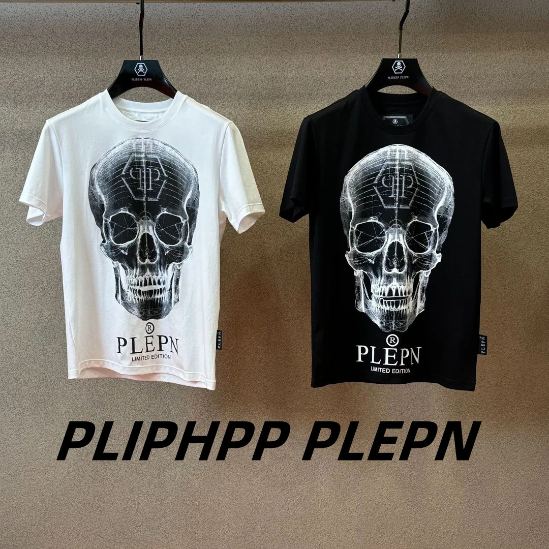 PLIPHPP PLEPN正品PP欧美简约修身弹力骷髅男士潮流短袖T恤1662