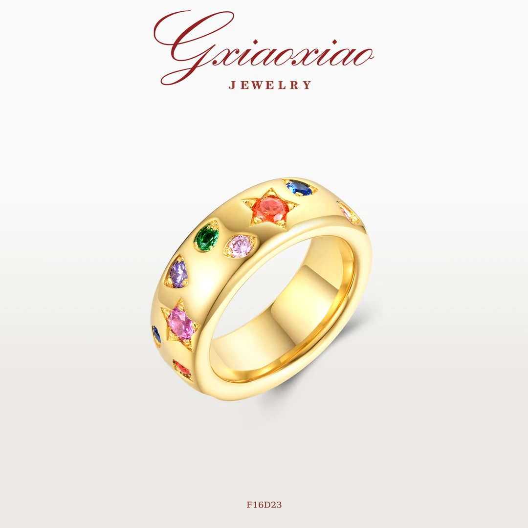G XIAOXIAO 【七彩波点】时尚高级设计感气质戒指 F16D23