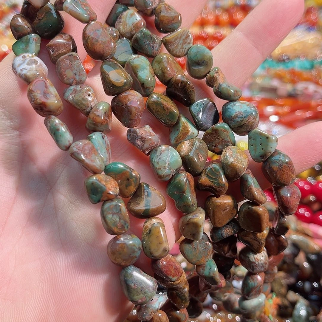 玛瑙/玉髓合金珠宝半成品绿奥宝原石一条11mm