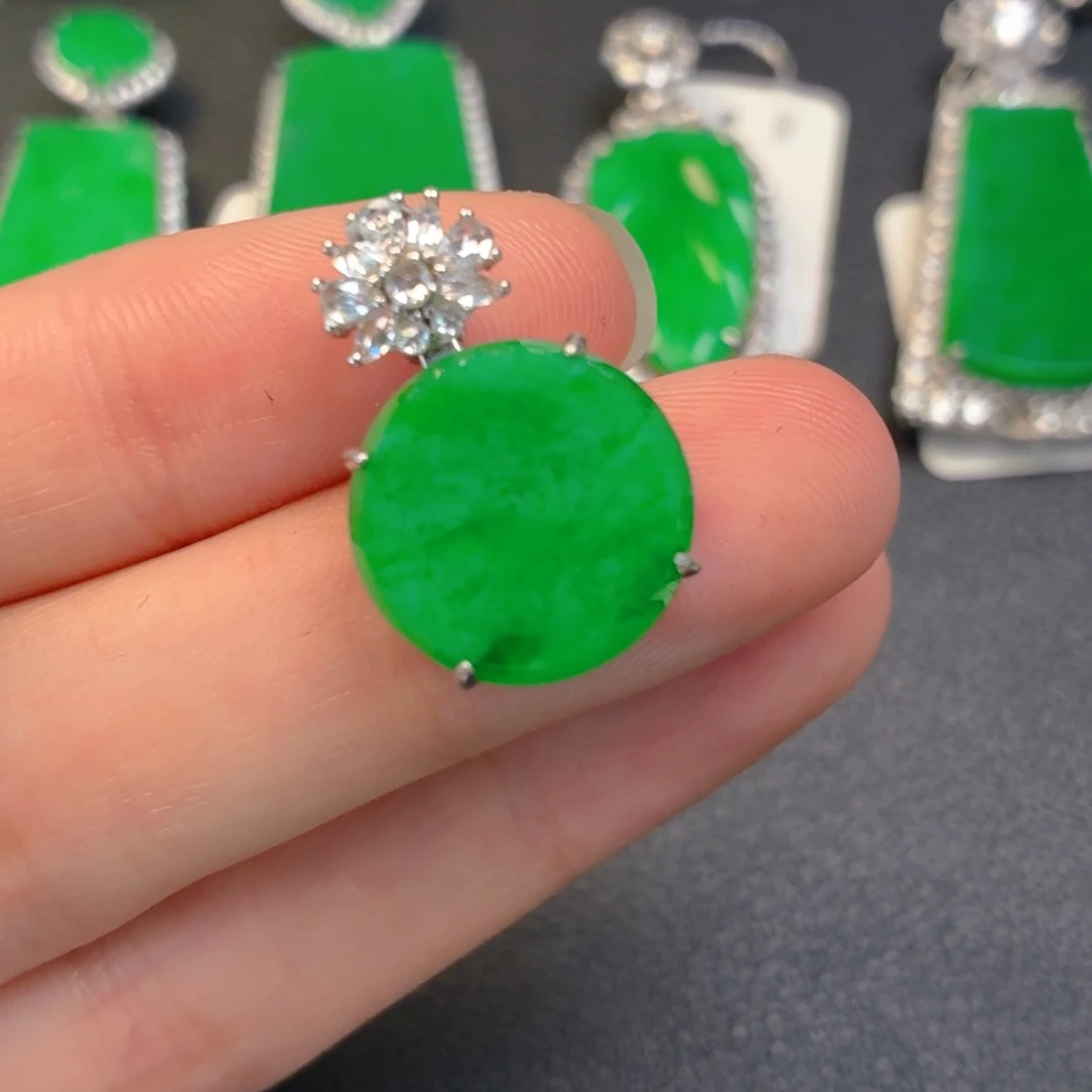 翡翠银S925镶嵌吊坠(不含链)