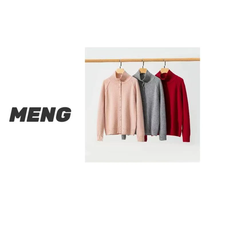 【订单定制-设计款】康A 单排扣时尚两穿羊绒半高领打底衫 开衫